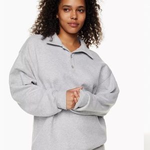Cozy Fleece Boyfriend Polo Sweatshirt